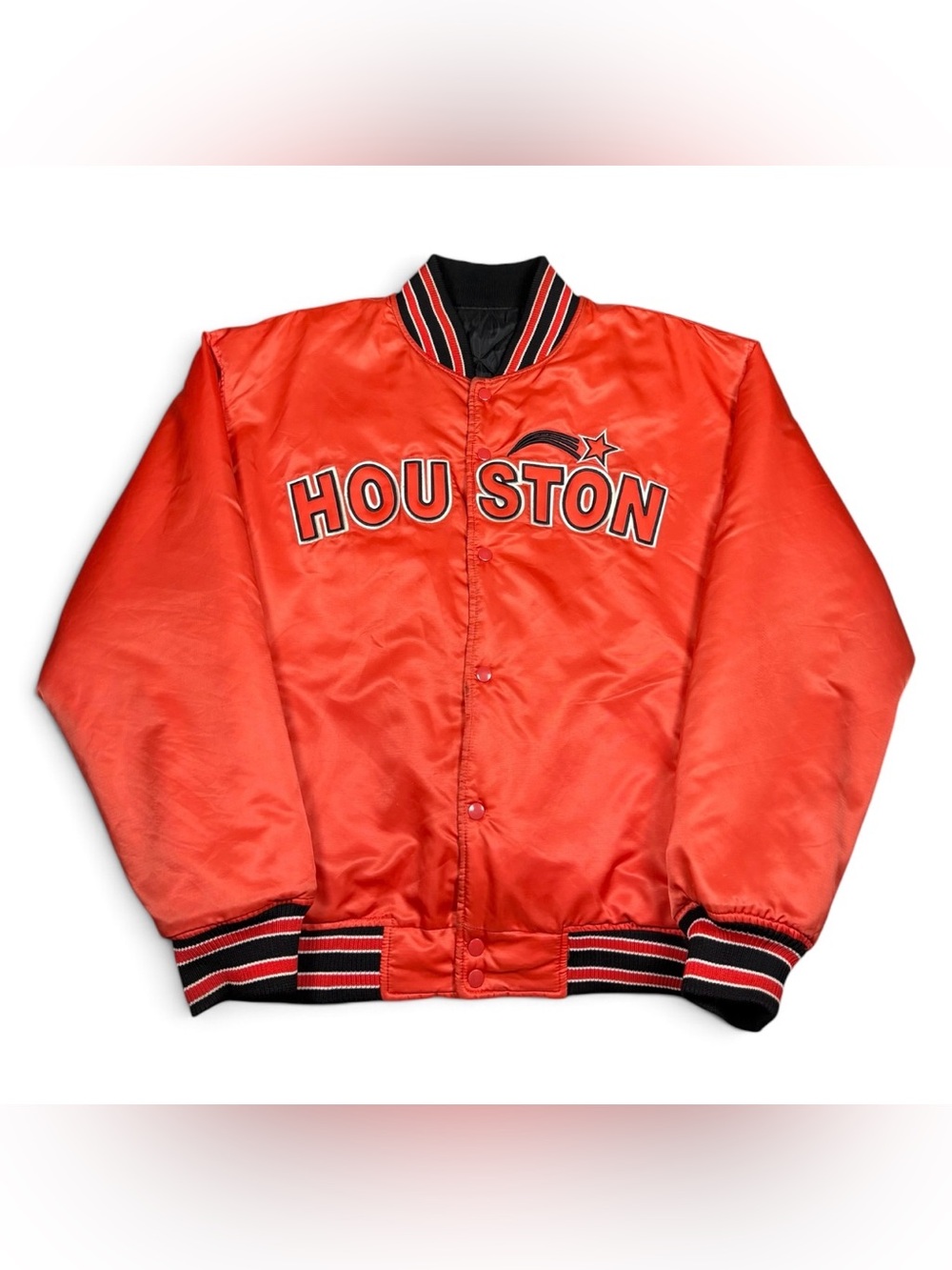 Vintage 90s Houston Astros MLB Baseball Reversible Satin Jacket Orange Men Large